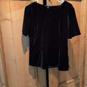 Velvet Peplum Top in Onyx